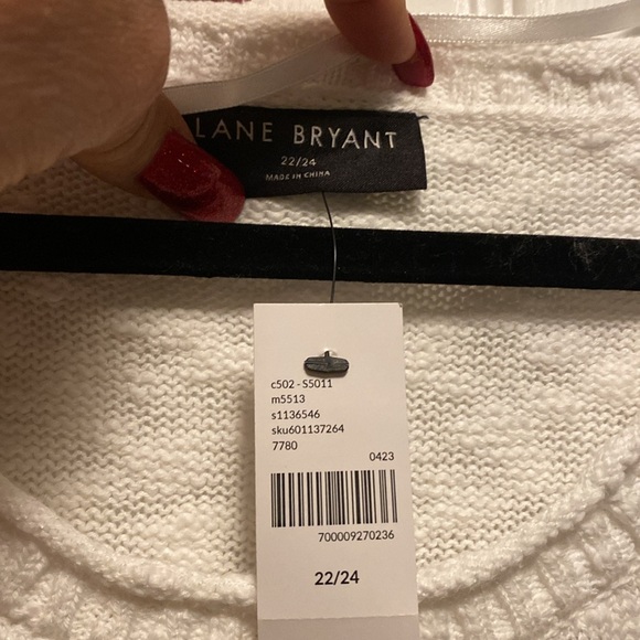 Lane Bryant⭐️Distressed White & BlueStars⭐️ ClassicPullOver SweaterNWT Size22/24 - Picture 5 of 10